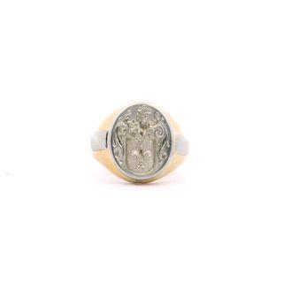 18k Yellow & White Signet Ring