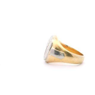 18k Yellow & White Signet Ring