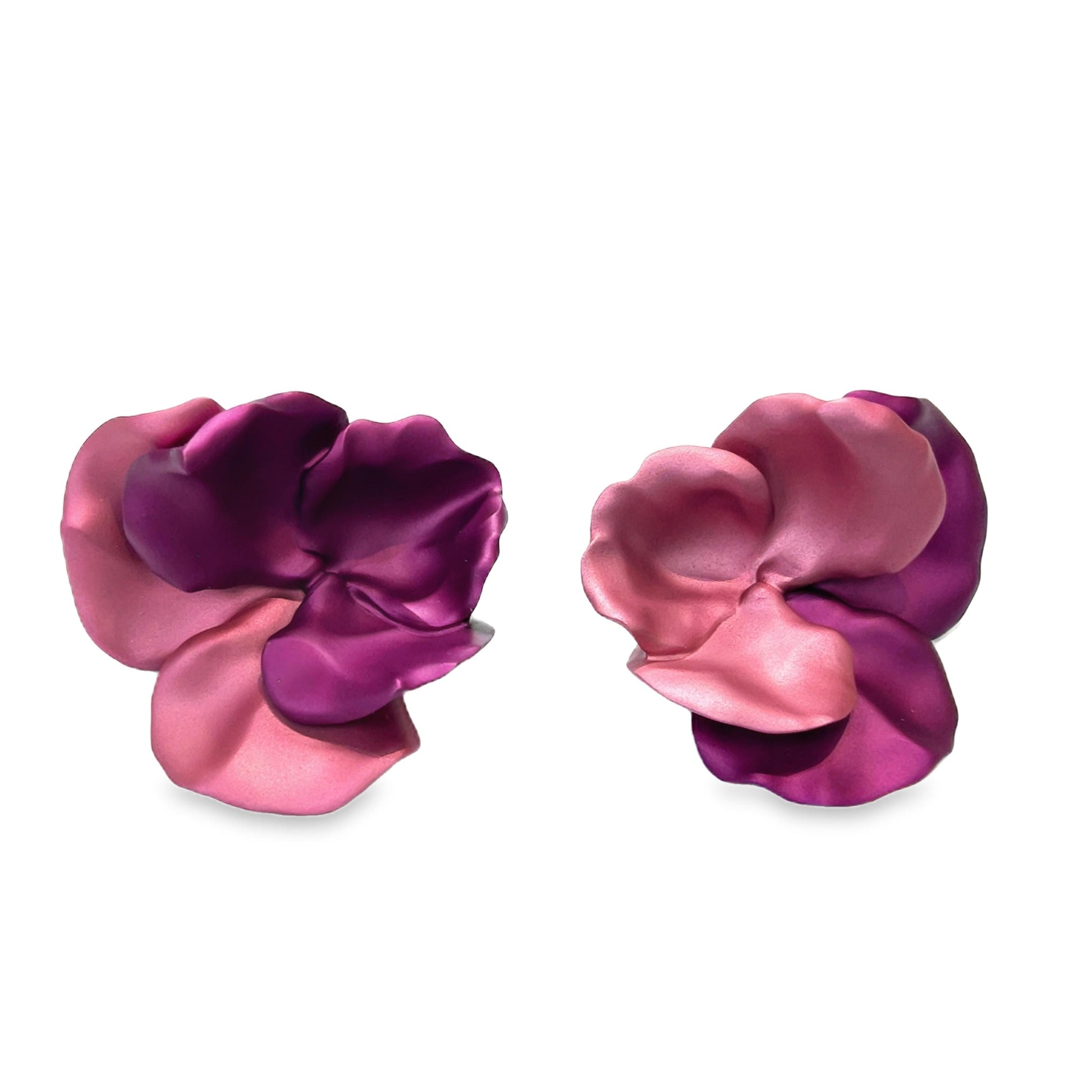 18k Yellow Gold  JAR 2000s Flower  Earrings Large Aluminium Bicolor Pansy Flower