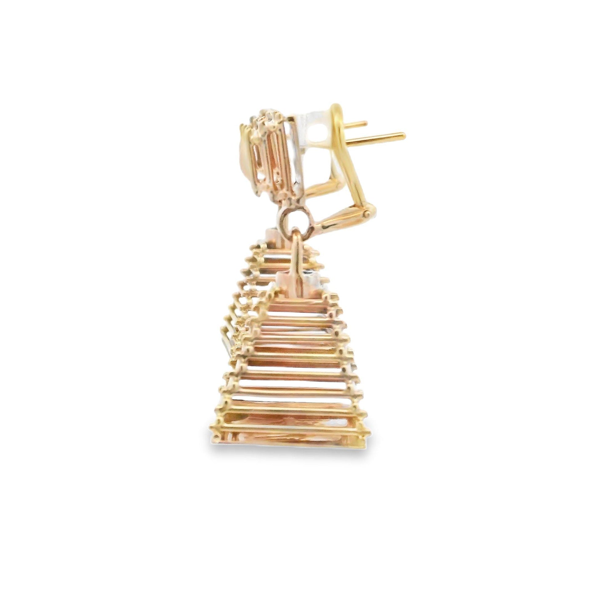 14K Yellow Gold Pyramidal Dangle Earrings