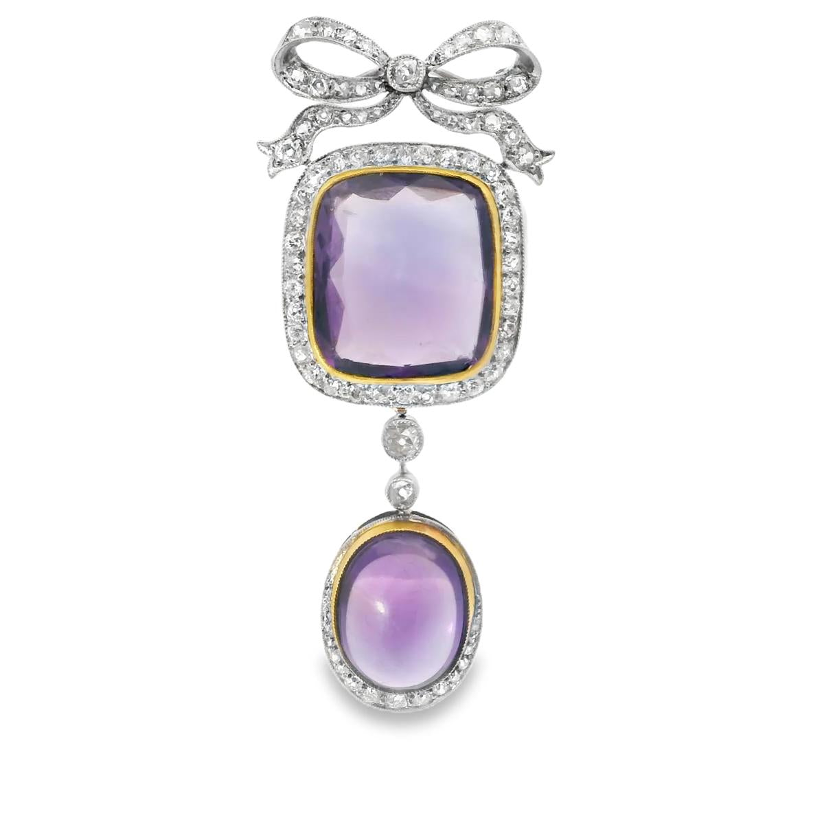 Platinum  Belle Epoque Amethyst  Diamond  Pendant  - 16.60GRAM