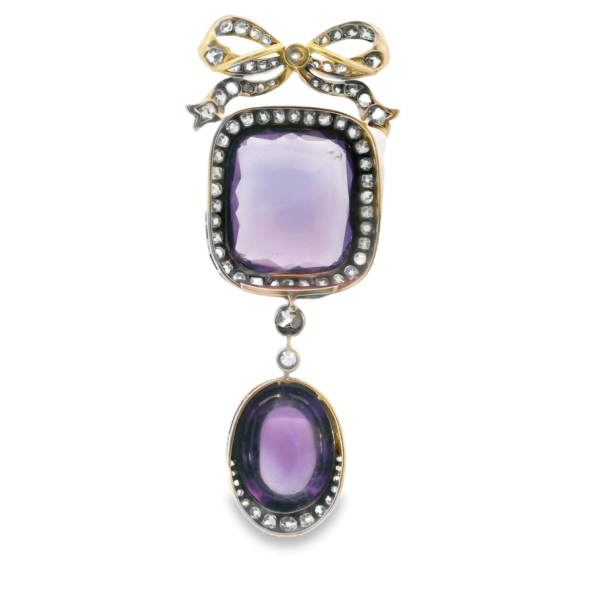 Platinum  Belle Epoque Amethyst  Diamond  Pendant  - 16.60GRAM