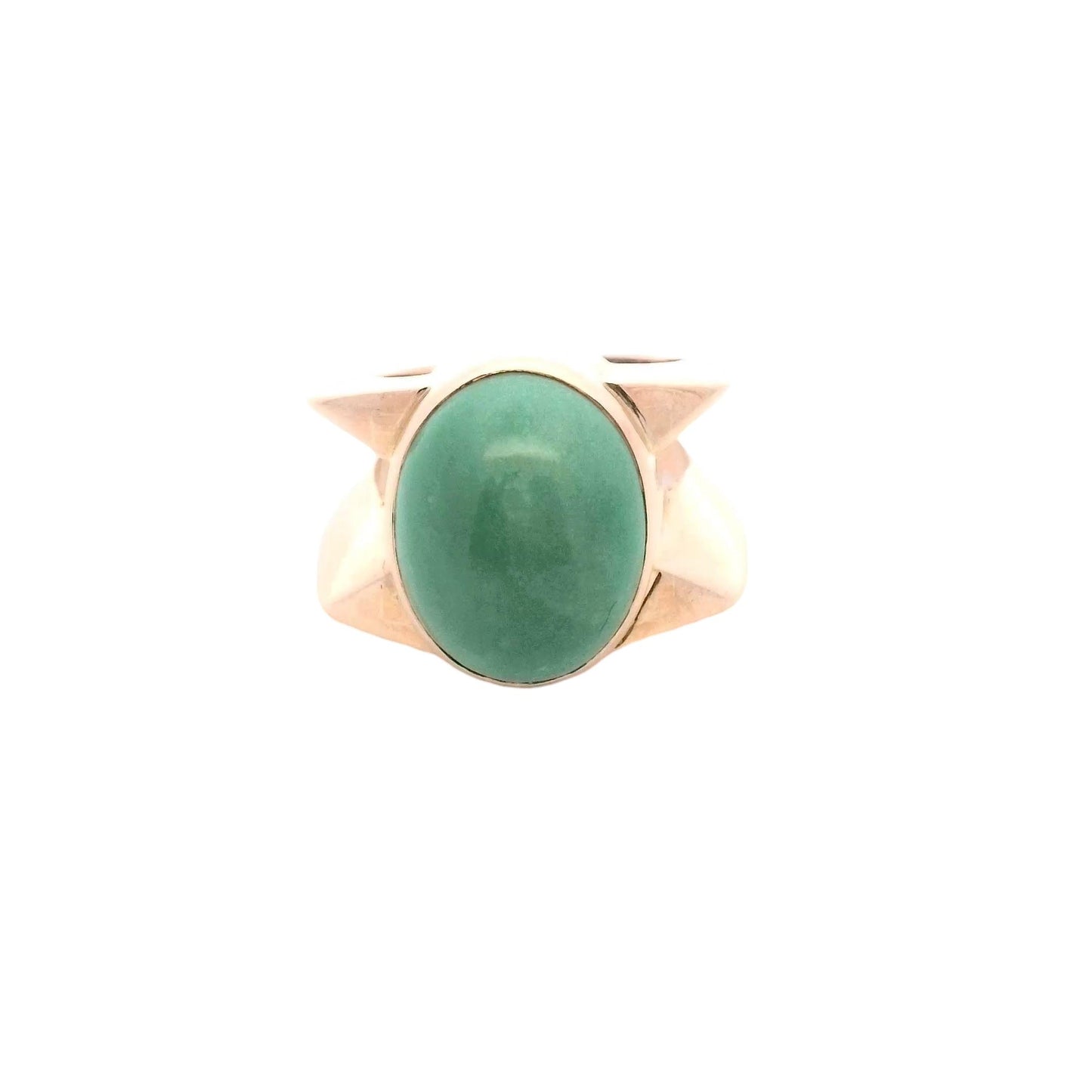 18K Yellow Gold Green Turquoise French Ring