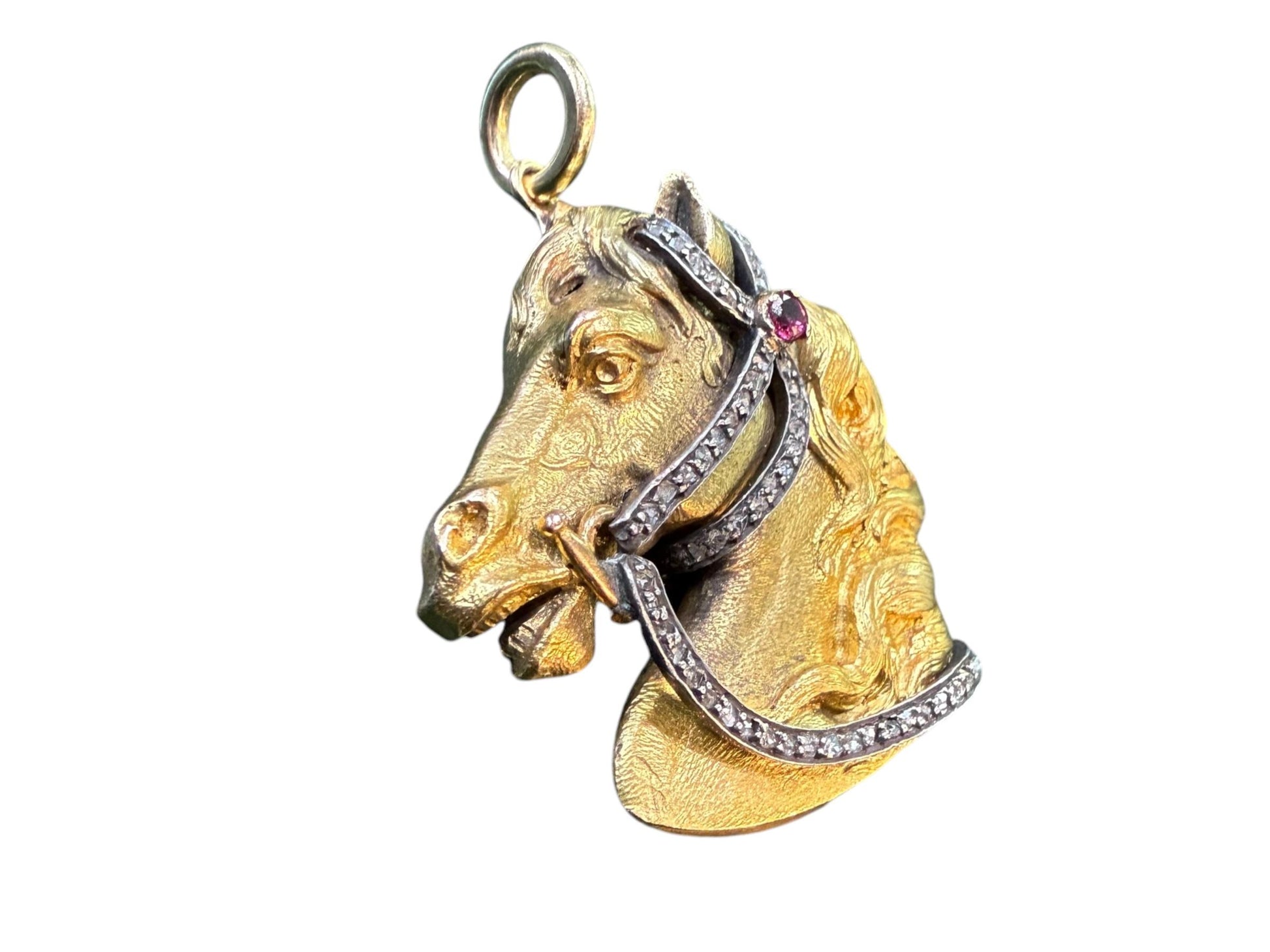 18K & Silver French Horse Head pendant circa 1900