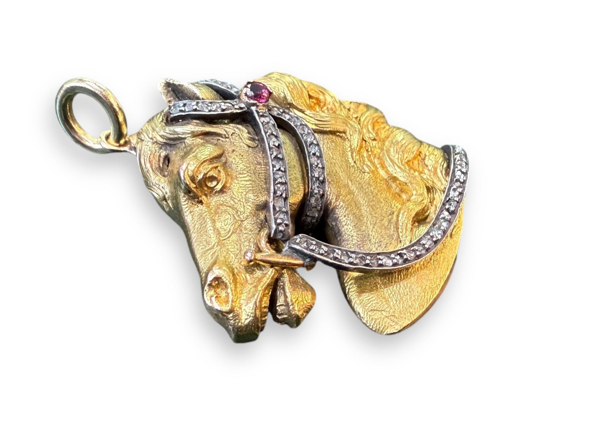 18K & Silver French Horse Head pendant circa 1900