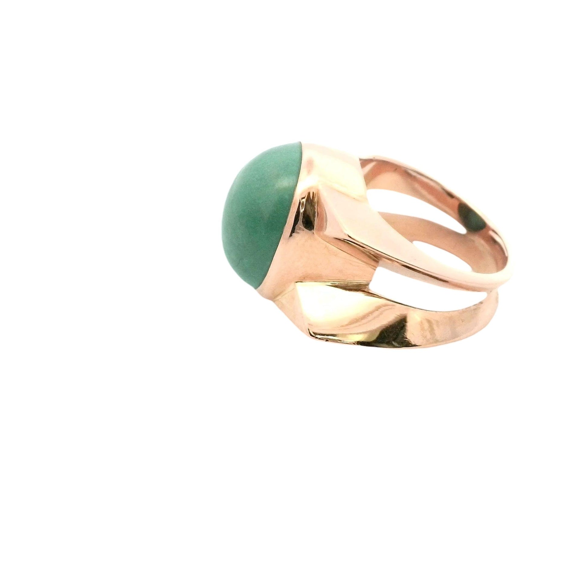 18K Yellow Gold Green Turquoise French Ring