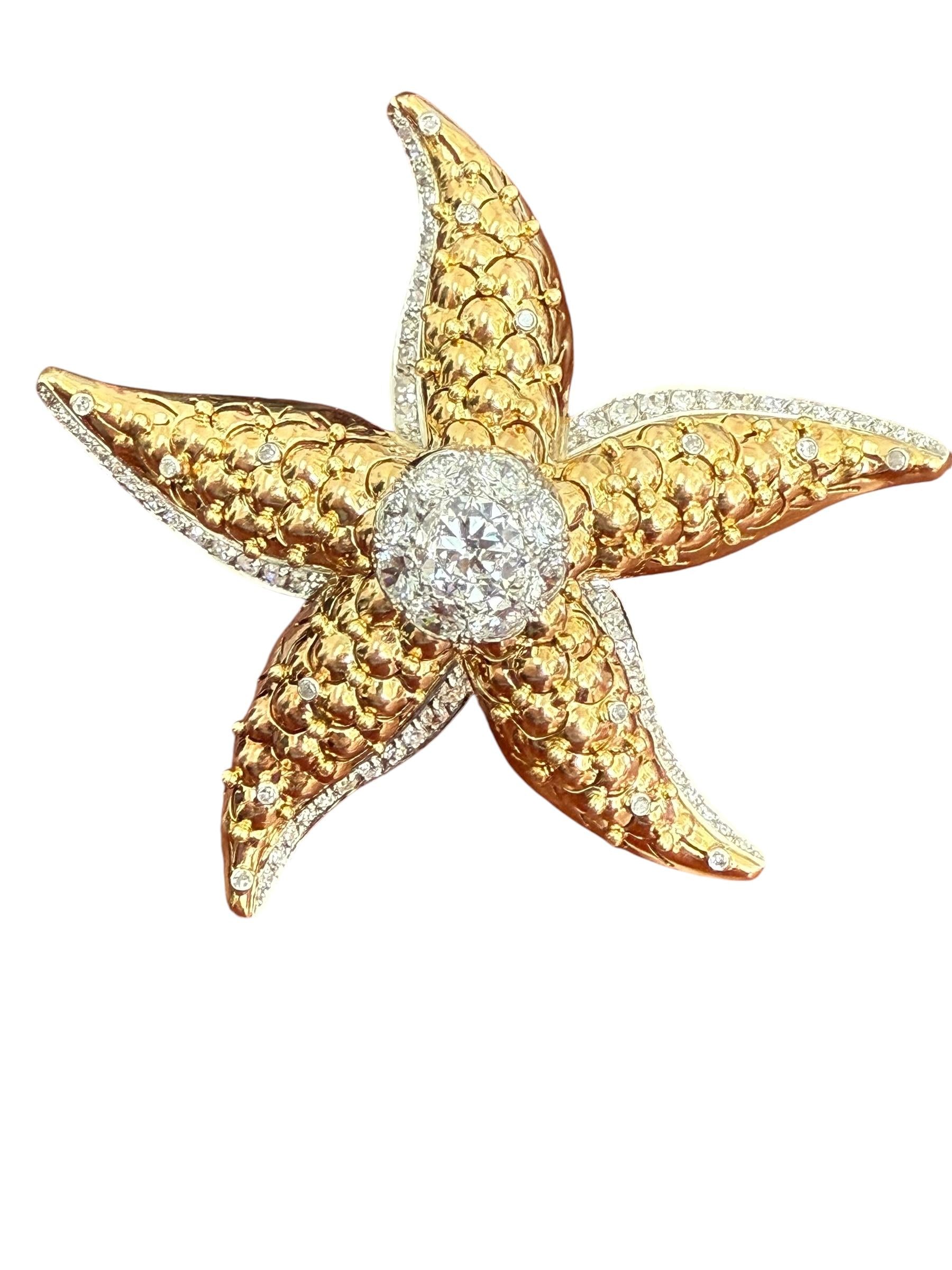 Two Tone 18k Gold Starfish Diamond Set