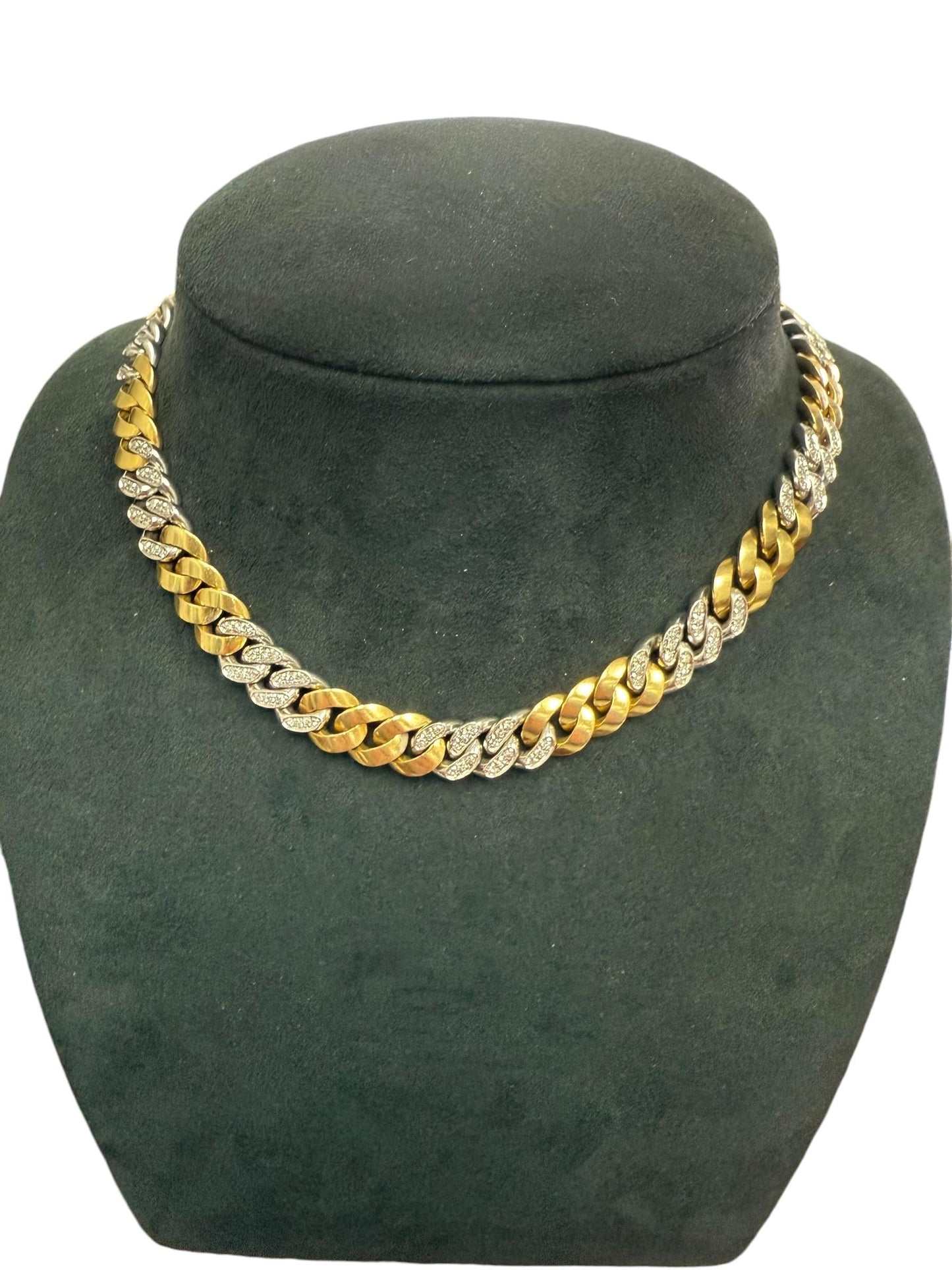 18K Y & W Bulgari 1960s Chain Diamond  Necklace 16 Inches - 132.00GRAM -D2.00cts