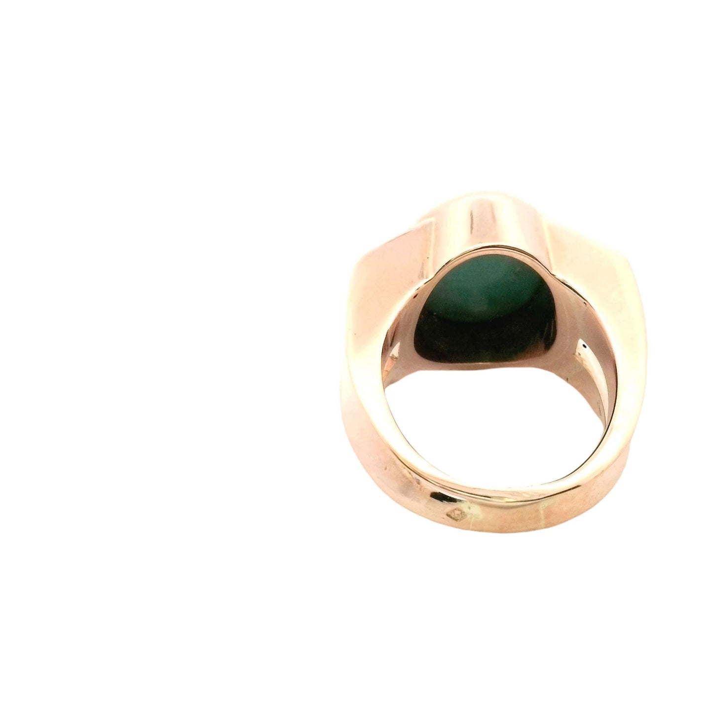 18K Yellow Gold Green Turquoise French Ring