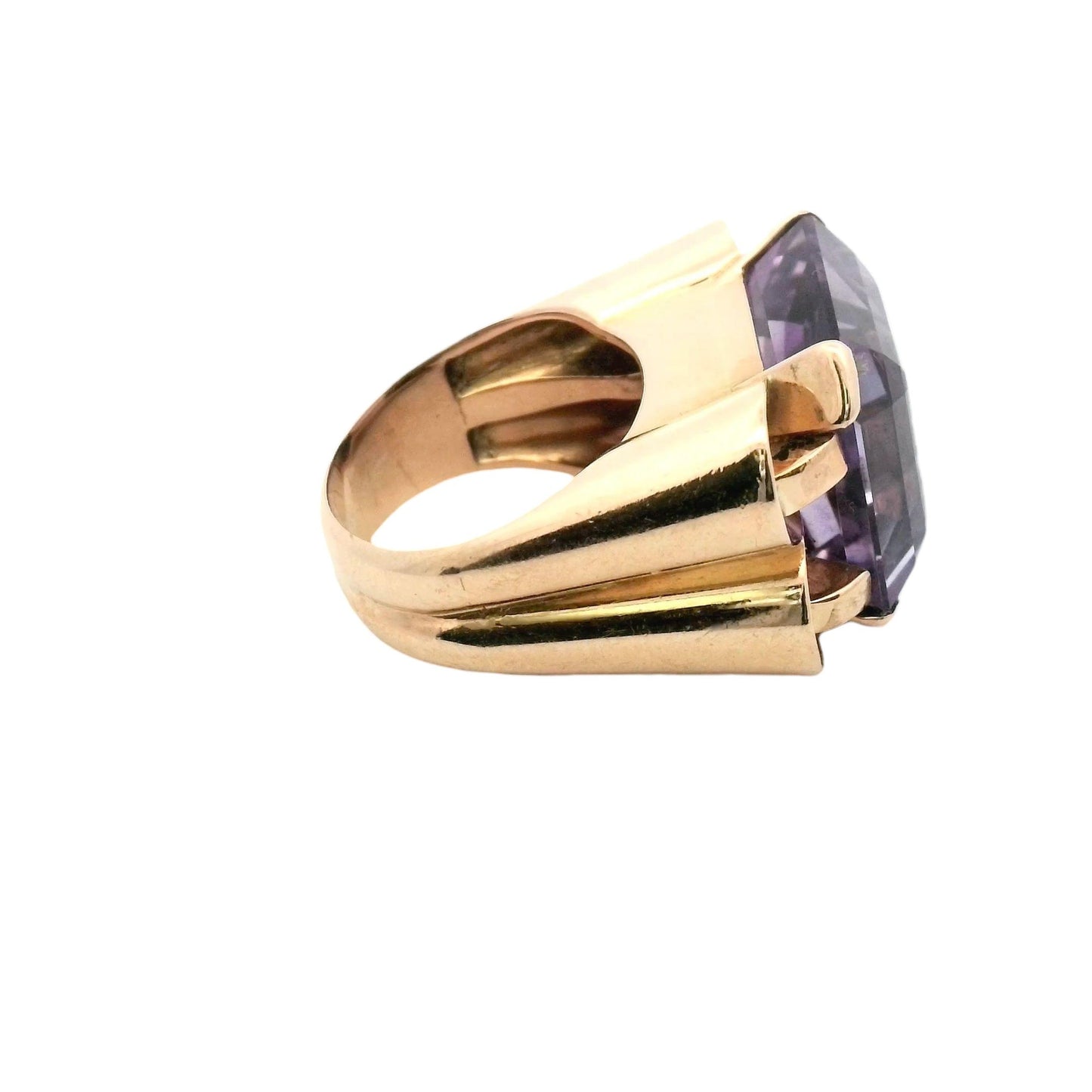 18K Yellow Gold Amethyst Ring Made in France