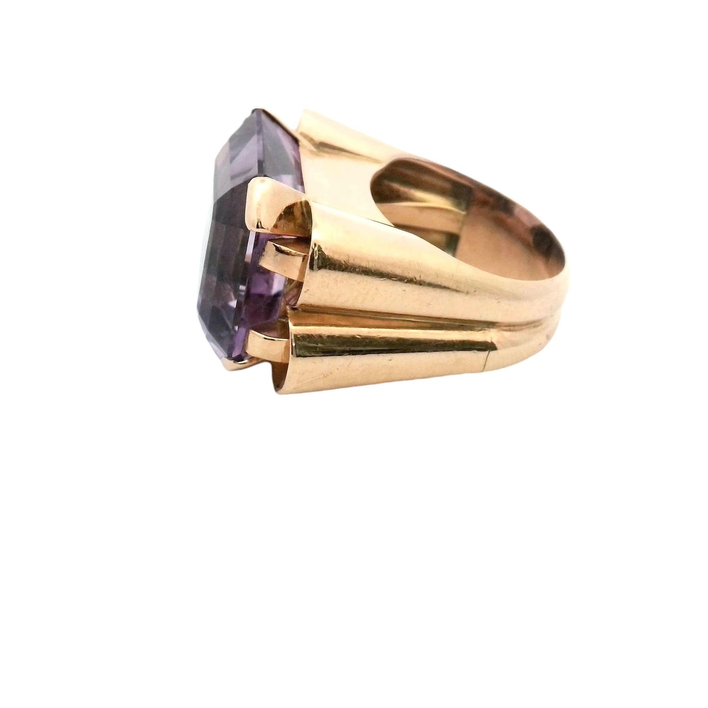 18K Yellow Gold Amethyst Ring Made in France