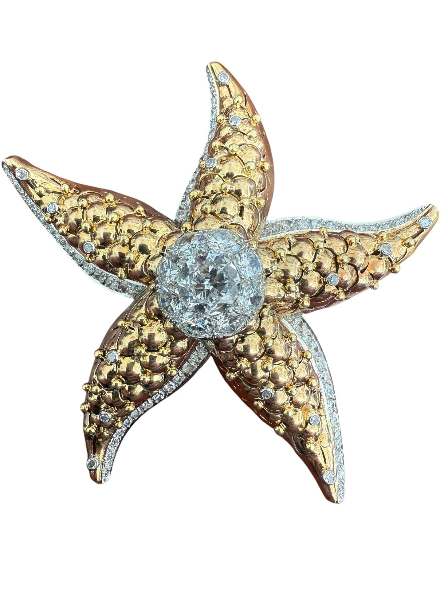 Two Tone 18k Gold Starfish Diamond Set