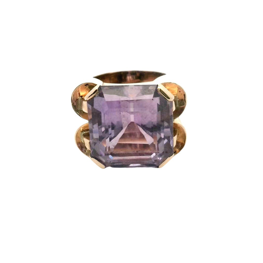 18K Yellow Gold Amethyst Ring Made in France