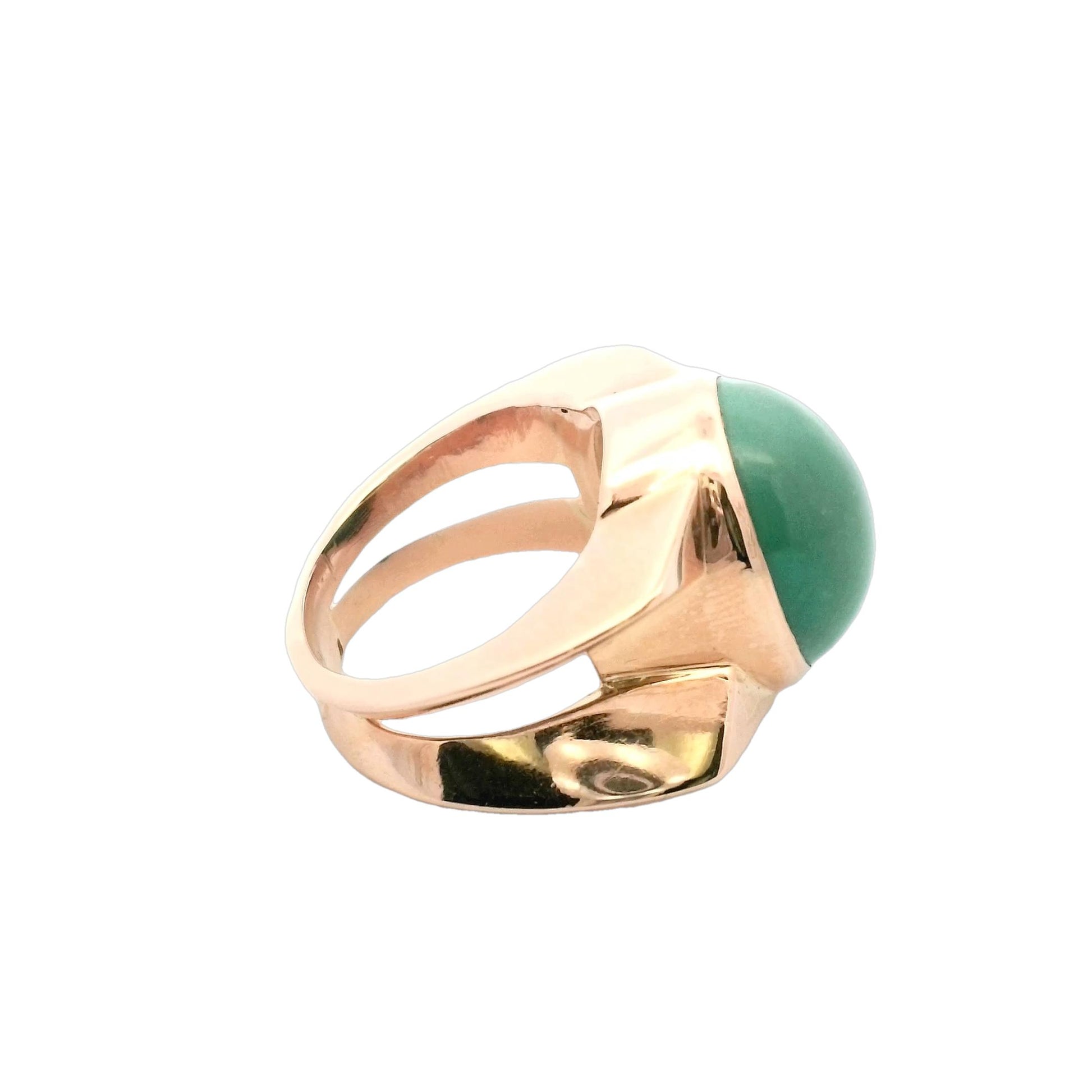 18K Yellow Gold Green Turquoise French Ring