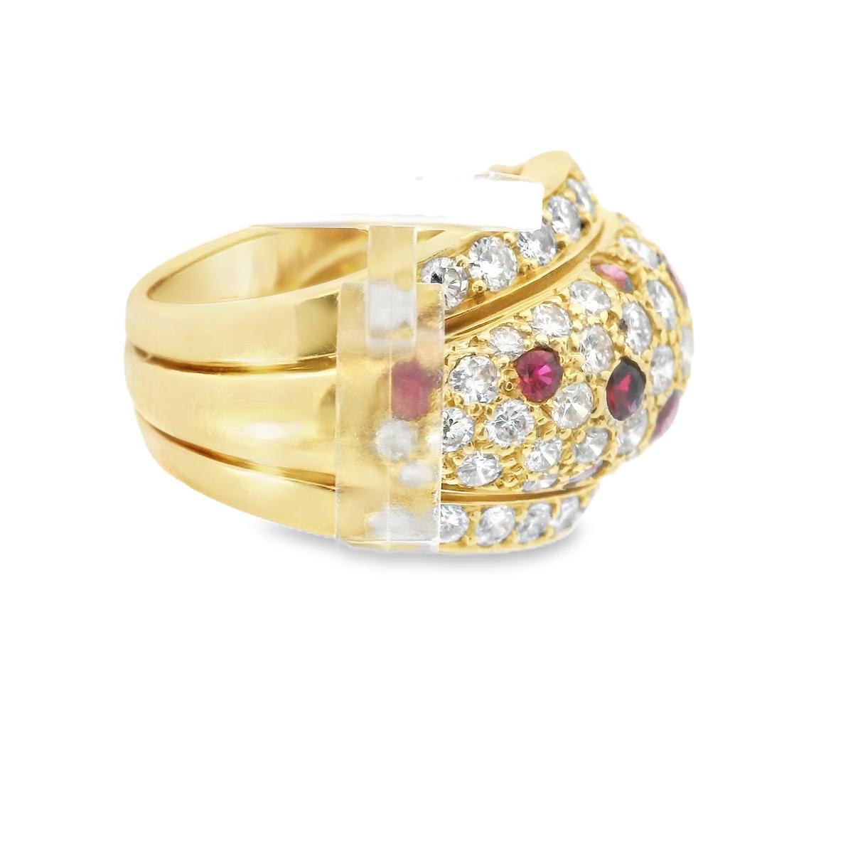 18k Yellow Gold  Cartier 1980s Panthere Ruby & Diamond Ring Serial No. 604020 -