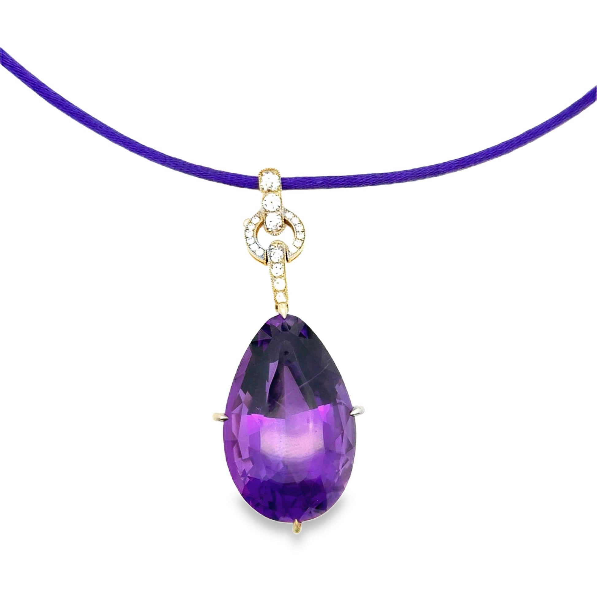 18k Yellow Gold and Platinum Amethyst Pendant