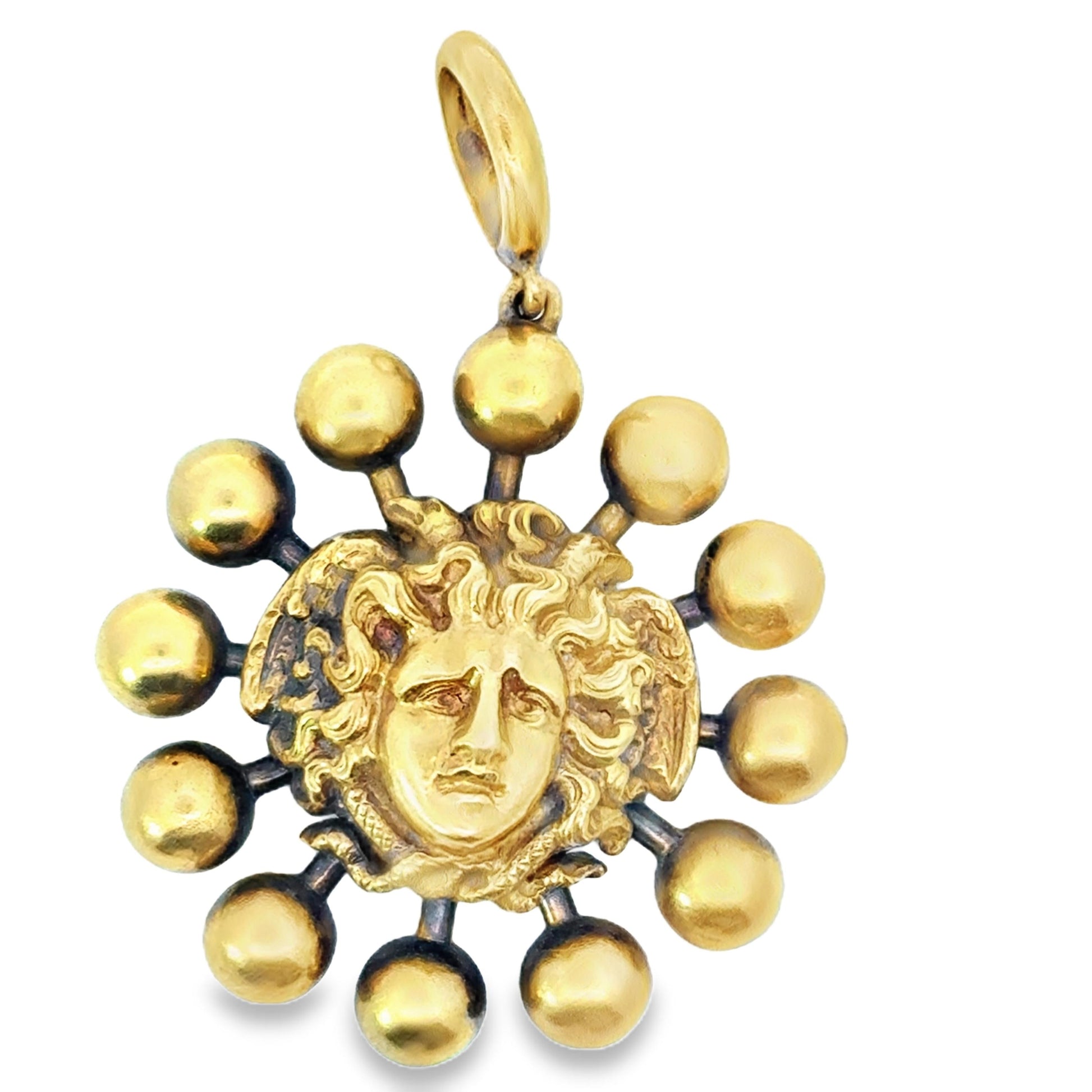 A Medusa Pendant by Ernesto Pierret in 14K Yellow Gold and Silver