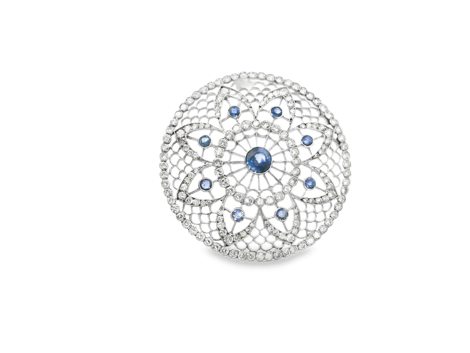 Platinum  Belle Epoque Sapphire Diamond  Pin / Brooch  - 17.90GRAM -D4.00cts -S1