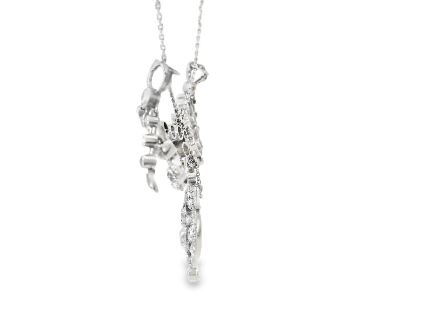 Platinum Belle Epoque circa 1910 Bow Diamond  Necklace - 22.90grs  - D9.5cts 16