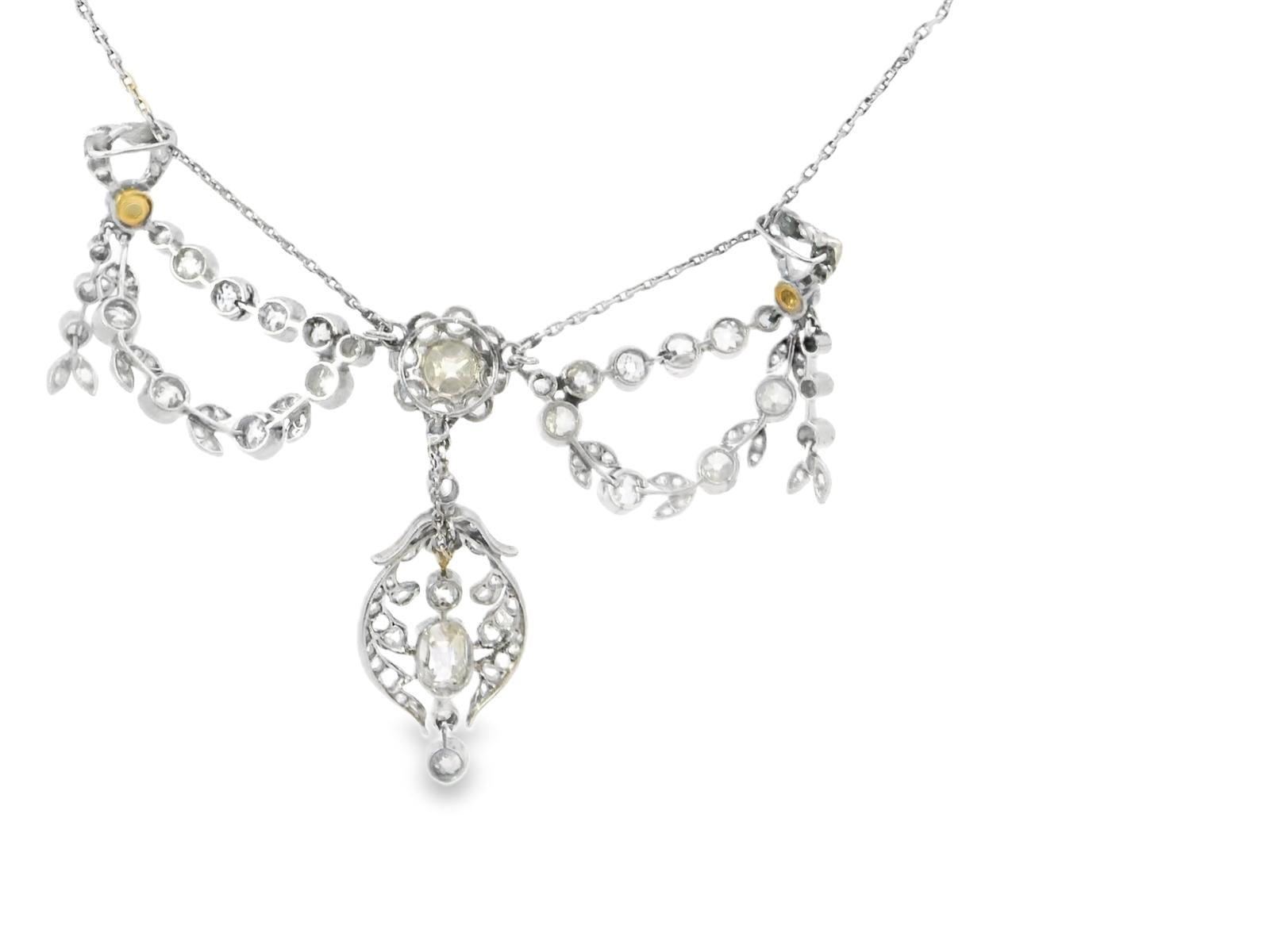 Platinum Belle Epoque circa 1910 Bow Diamond  Necklace - 22.90grs  - D9.5cts 16