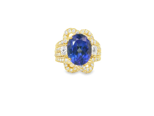 HENRY DUNAY - Tanzanite & diamond ring / D=2.41T=6.41 / Circa 1980's