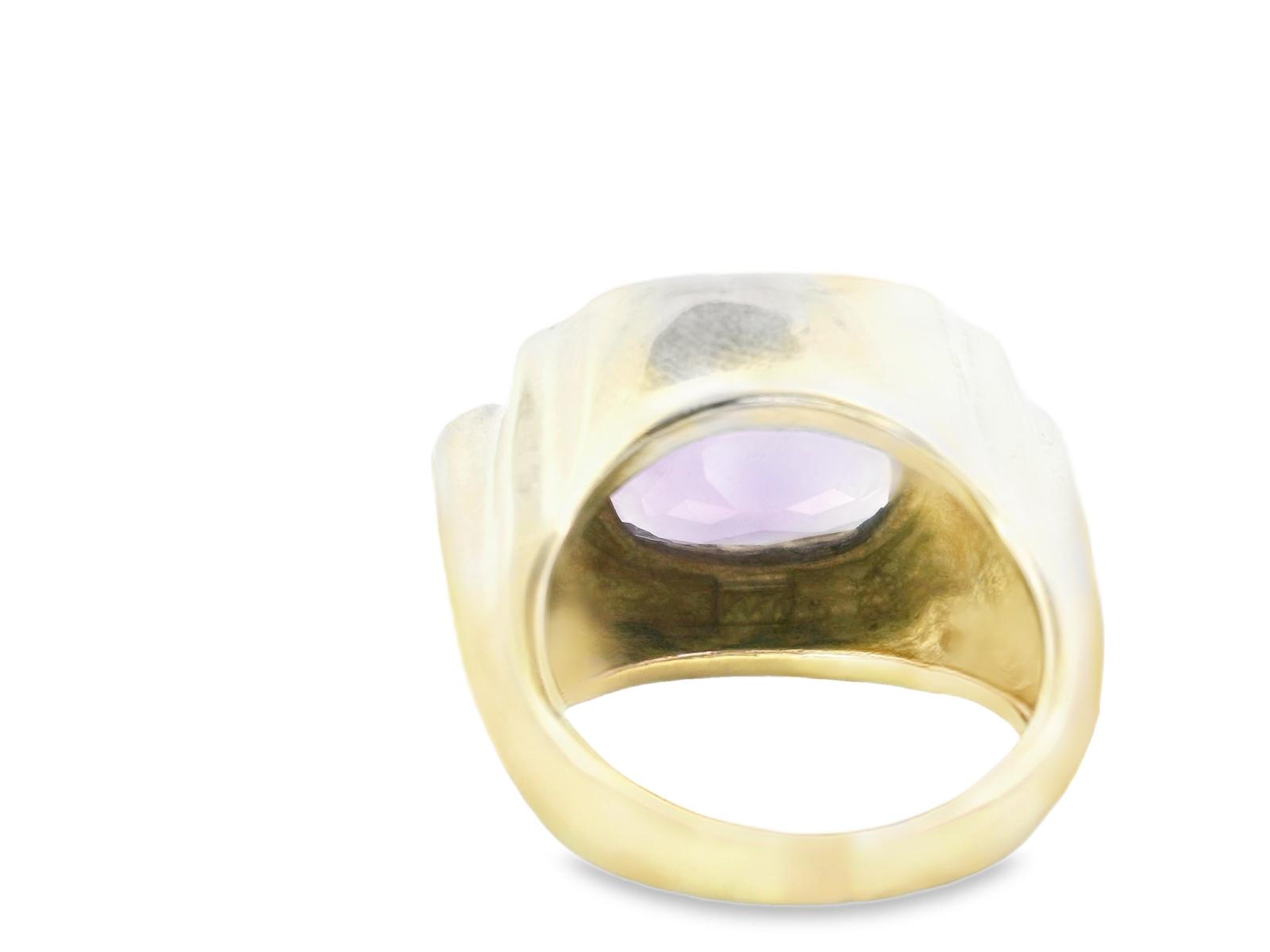 14KY 1980s  Amethyst and Emerald Ring - 15.30GRAM -A11.56cts