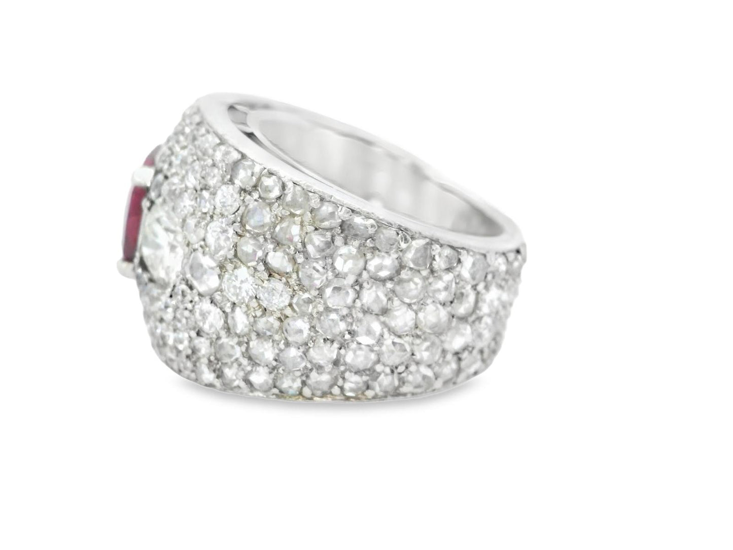 Platinum French 1940s  Ruby & Diamond Ring  - 14GRAM -R2.61cts -D2.50cts