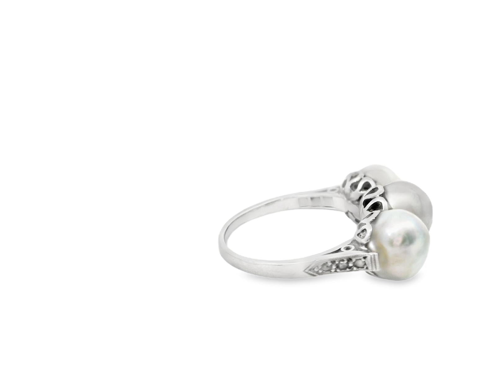 Platinum  Art Deco Natural Pearl Diamond  Ring  - 5.00GRAM