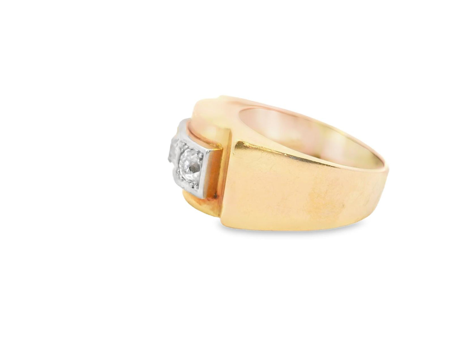 18K Yellow Gold & Platinum  French Retro  Diamond  Ring  - 9.40GRAM Size/Dim : 7