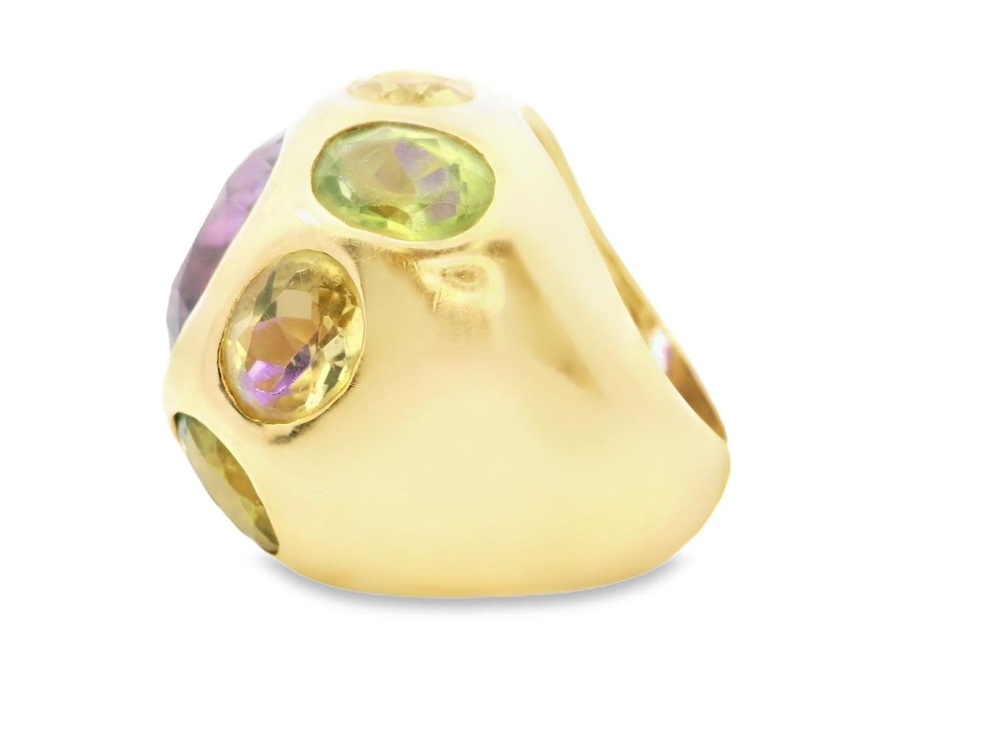 18k Yellow Gold  American 1980s Amethyst  Citrine & peridot  Ring  - 20.70GRAM