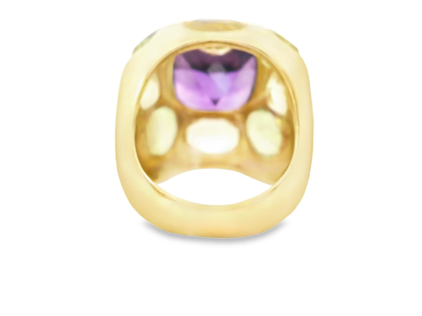 18k Yellow Gold  American 1980s Amethyst  Citrine & peridot  Ring  - 20.70GRAM