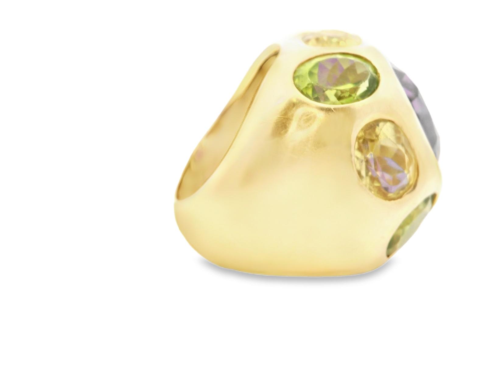 18k Yellow Gold  American 1980s Amethyst  Citrine & peridot  Ring  - 20.70GRAM