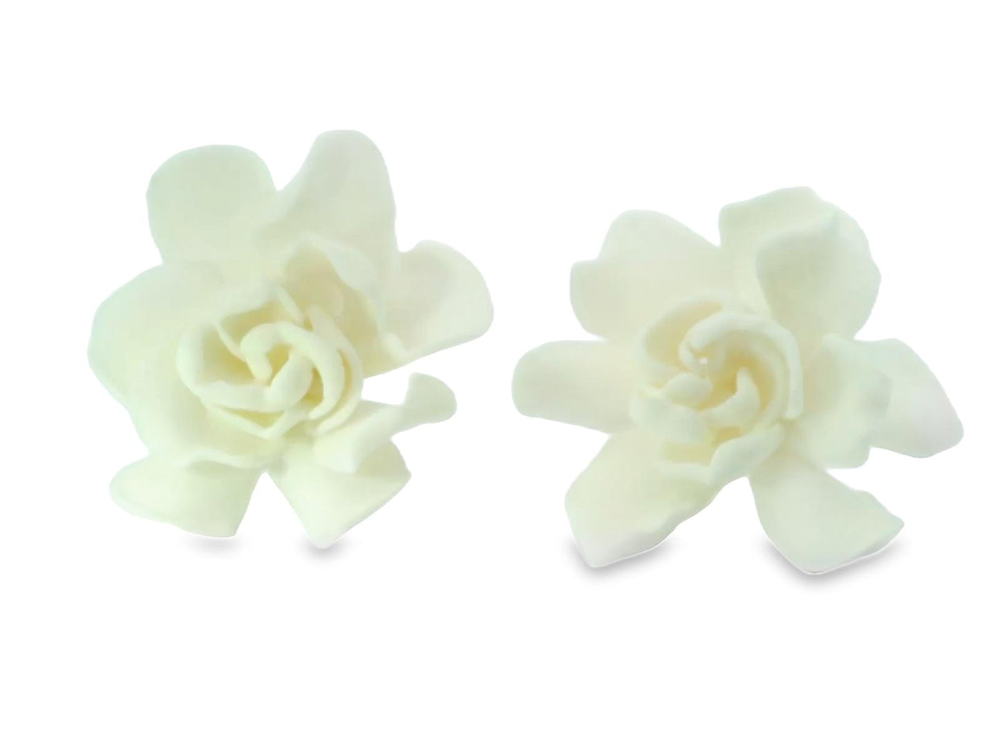 18k Yellow Gold  JAR 2000s Flower  Earrings white resin gardenia flower