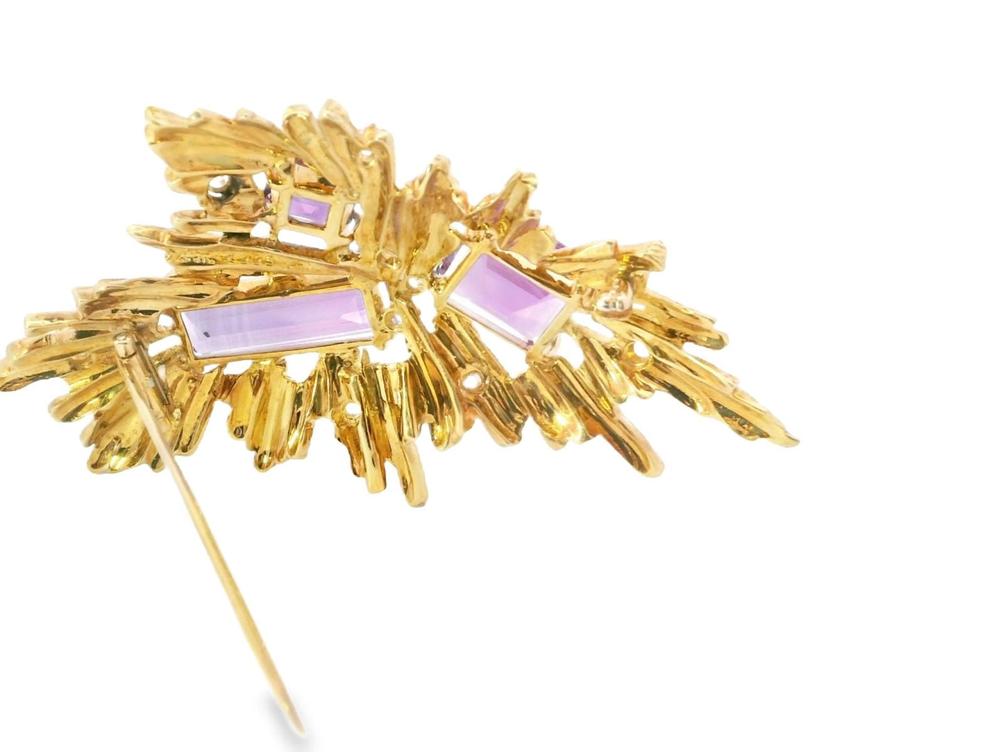 18k Yellow Gold  Van Cleef & Arpels Vintage Amethyst  Diamond  Pin / Brooch Seri