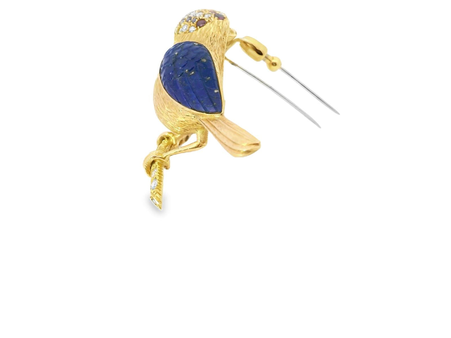 18k Yellow Gold  Nardi 1960s Bird Lapis lazuli Pin