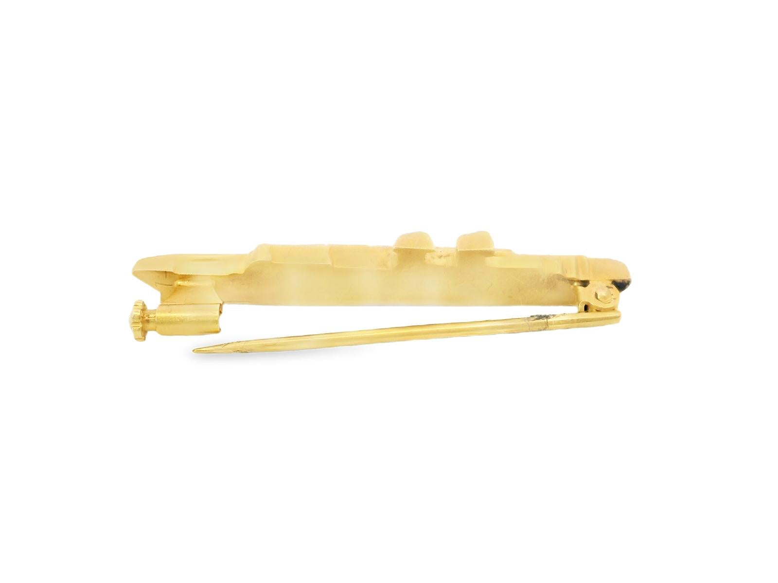 18k Yellow Gold   Art Nouveau Boat Gold Pin / Brooch