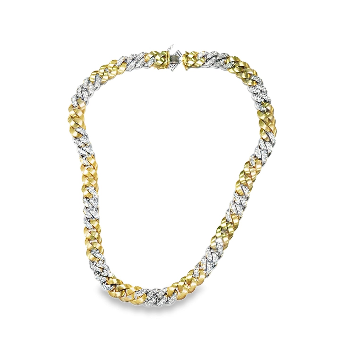 18K Y & W Bulgari 1960s Chain Diamond  Necklace 16 Inches - 132.00GRAM -D2.00cts