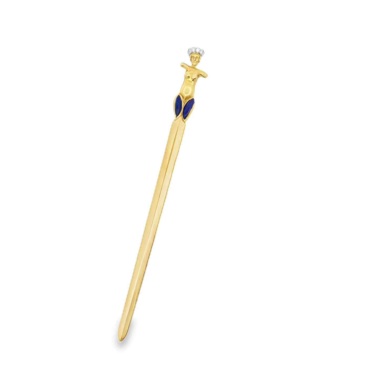 18k Yellow Gold  Verdura 1960s Lapis Lazuli Diamond  Letter Opener  - 16.90