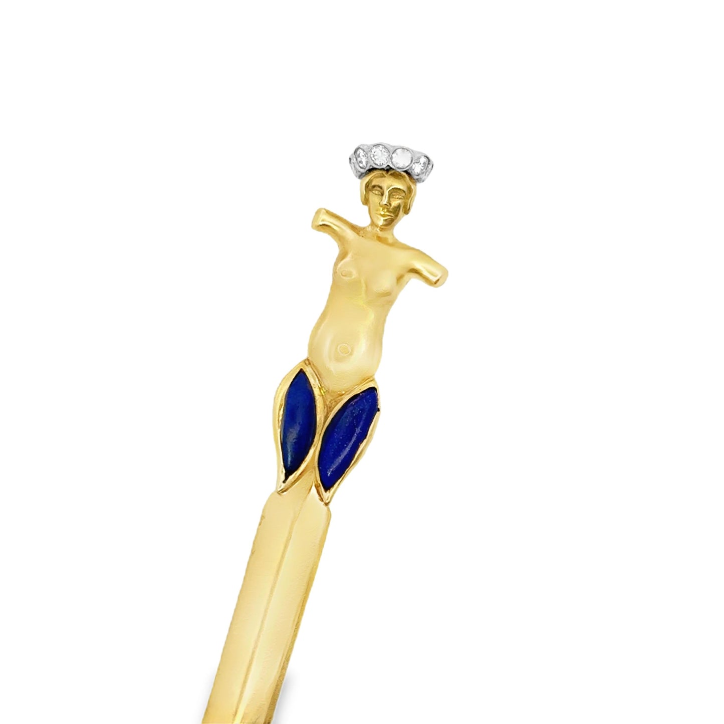 18k Yellow Gold  Verdura 1960s Lapis Lazuli Diamond  Letter Opener  - 16.90