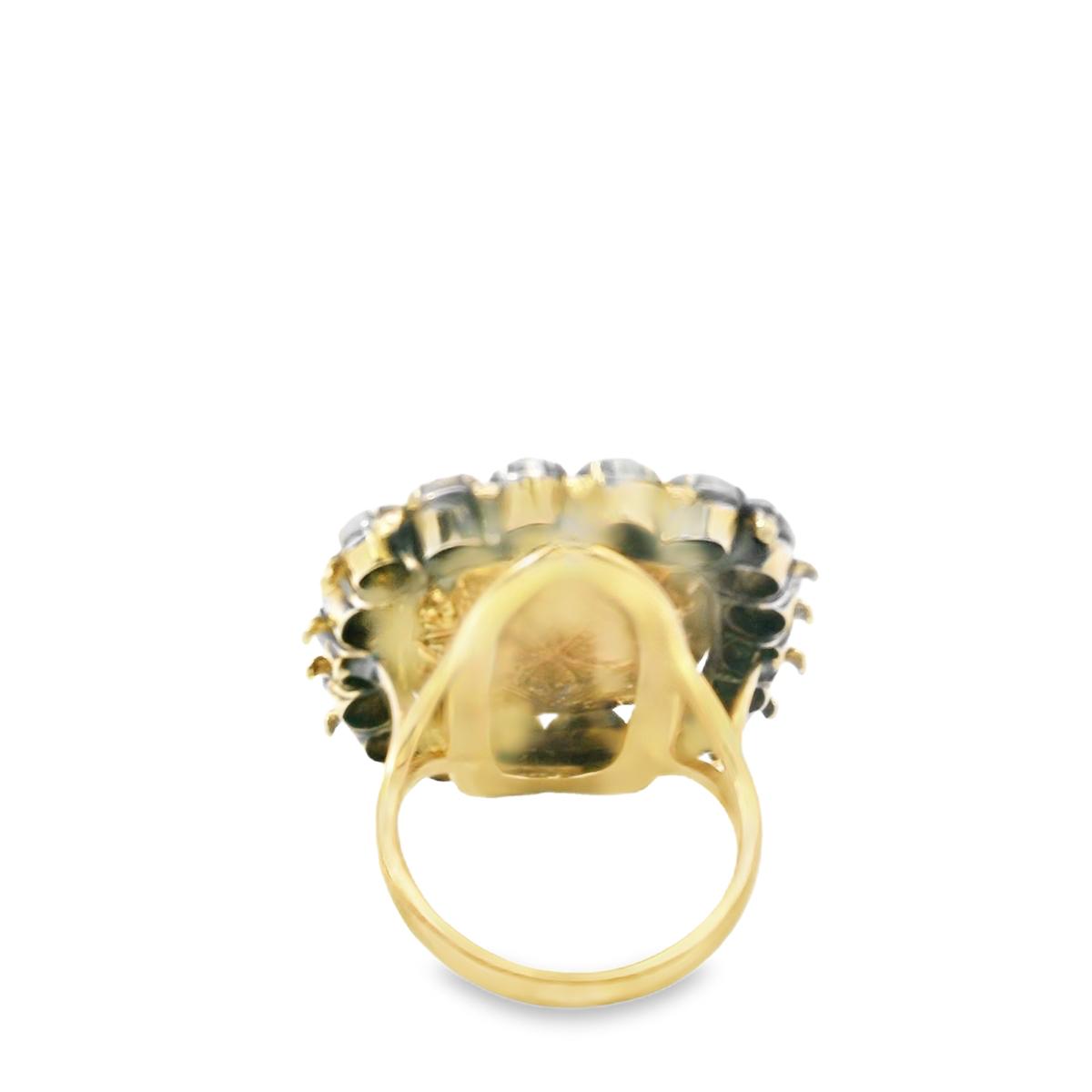 18k Yellow Gold   Victorian Diamond  Sapphire Ring  - 17.90GRAM -D3.63cts