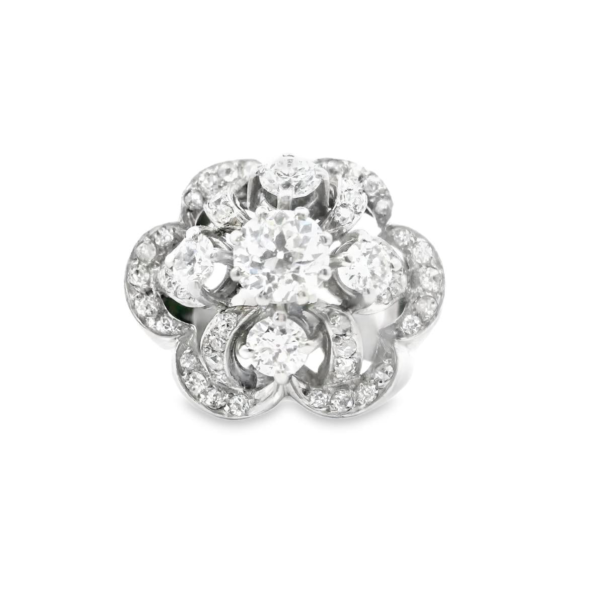 Platinum French Art Deco  Diamond  Ring