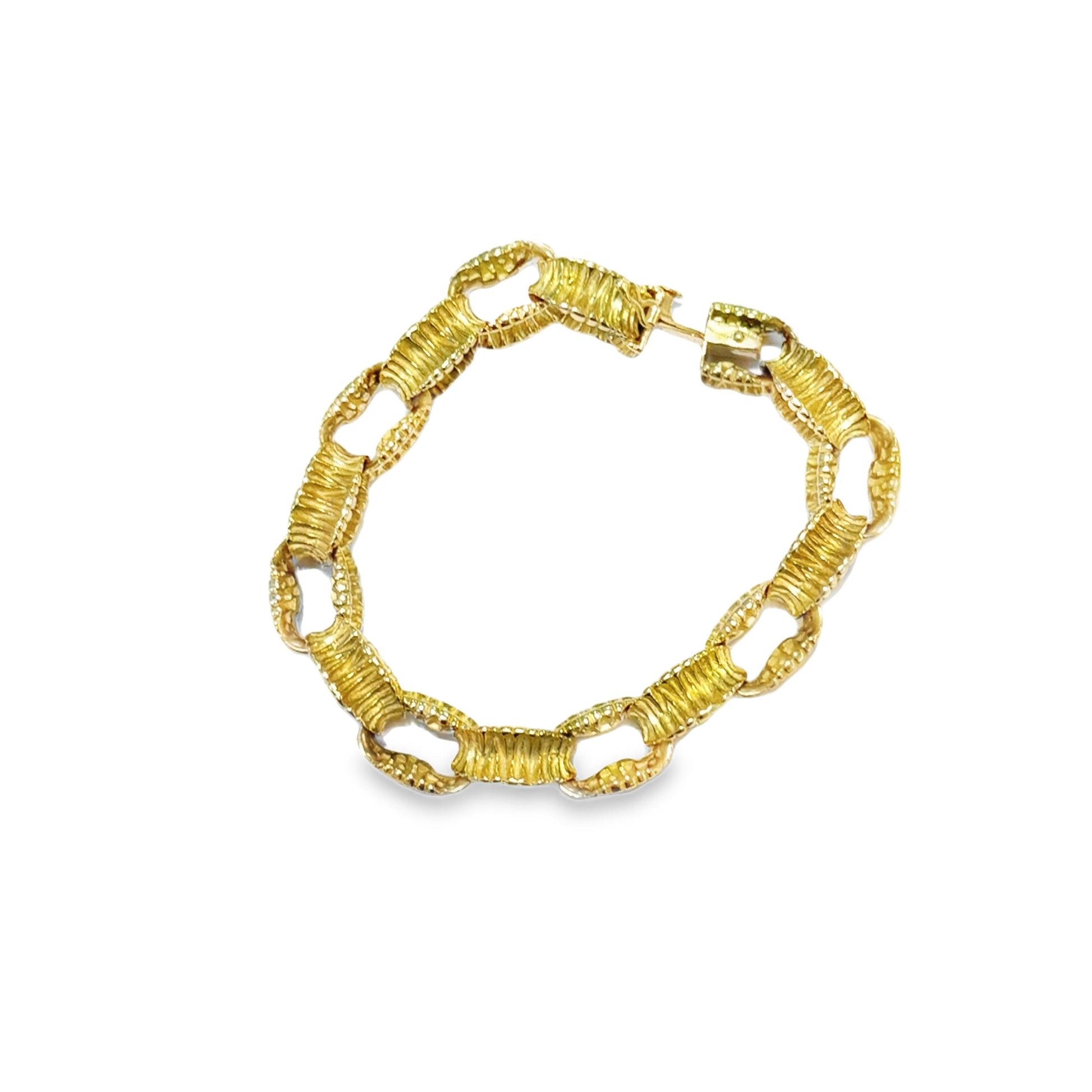 18k Yellow Gold  French 1970s Textured Gold Bracelet  - 51.40GRAM