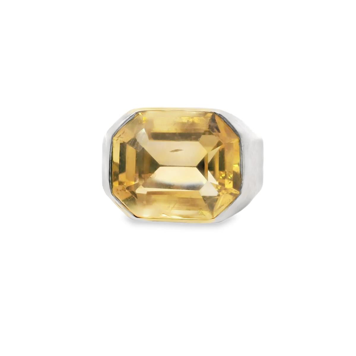 Silver  1950s  Citrine Ring  - 23.09GRAM Size: 7 -C23.50cts