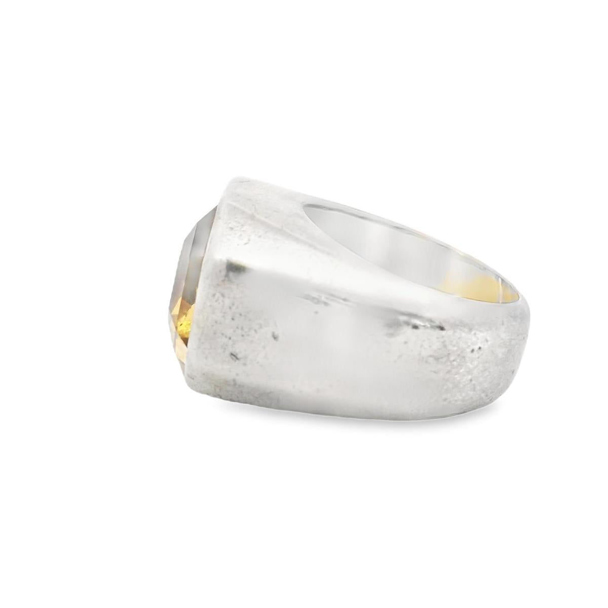 Silver  1950s  Citrine Ring  - 23.09GRAM Size: 7 -C23.50cts