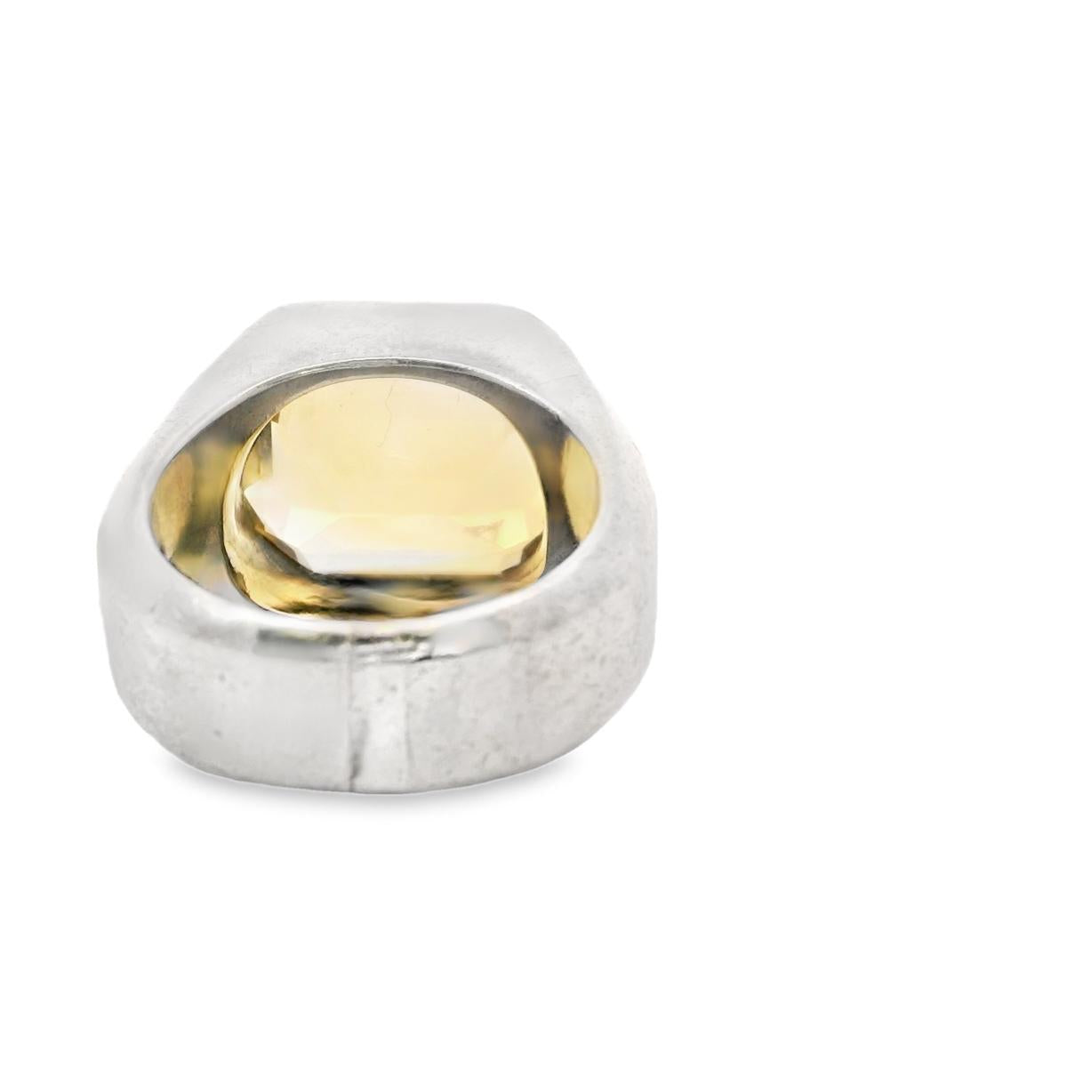 Silver  1950s  Citrine Ring  - 23.09GRAM Size: 7 -C23.50cts