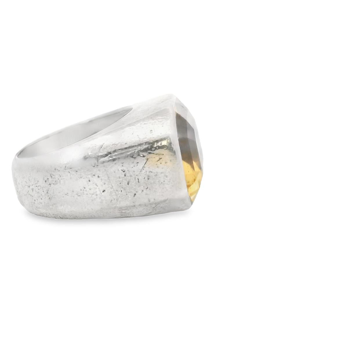 Silver  1950s  Citrine Ring  - 23.09GRAM Size: 7 -C23.50cts