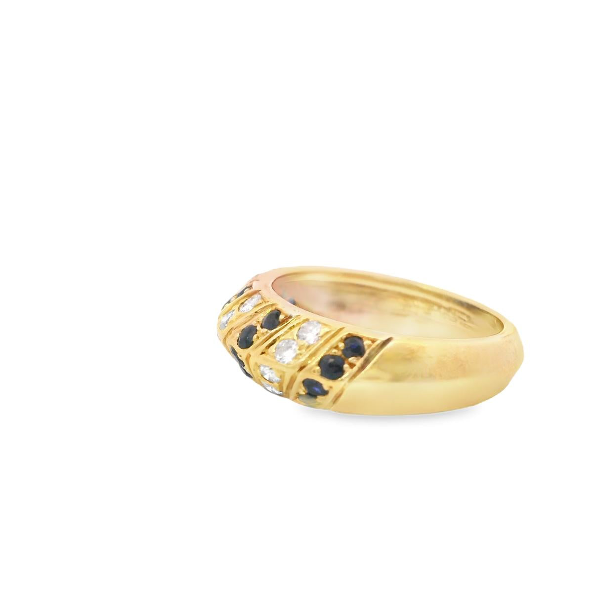 18k Yellow Gold  Van Cleef & Arpels 1980s Sapphire Diamond  Ring  - 5.42GRAM -D0