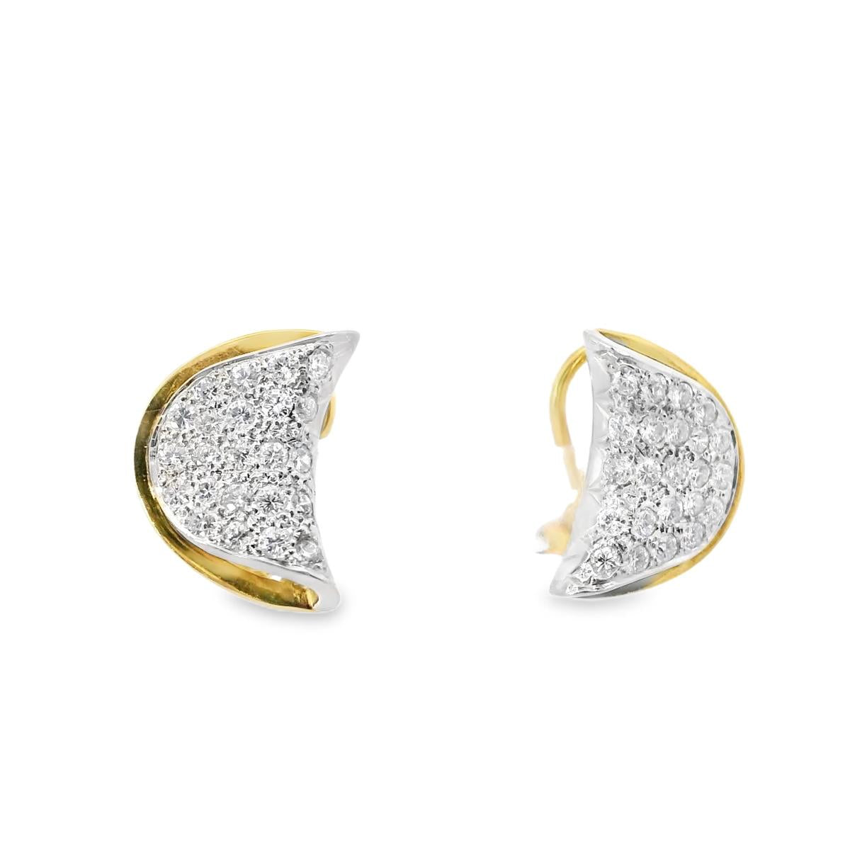 18k Yellow Gold   Vintage Geometrical Diamond  Earrings  - 10.00GRAM -D1.60cts