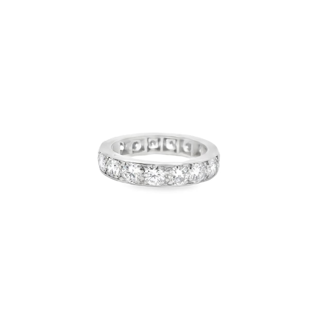 Platinum Van Cleef & Arpels 1960s Wedding Diamond  Band