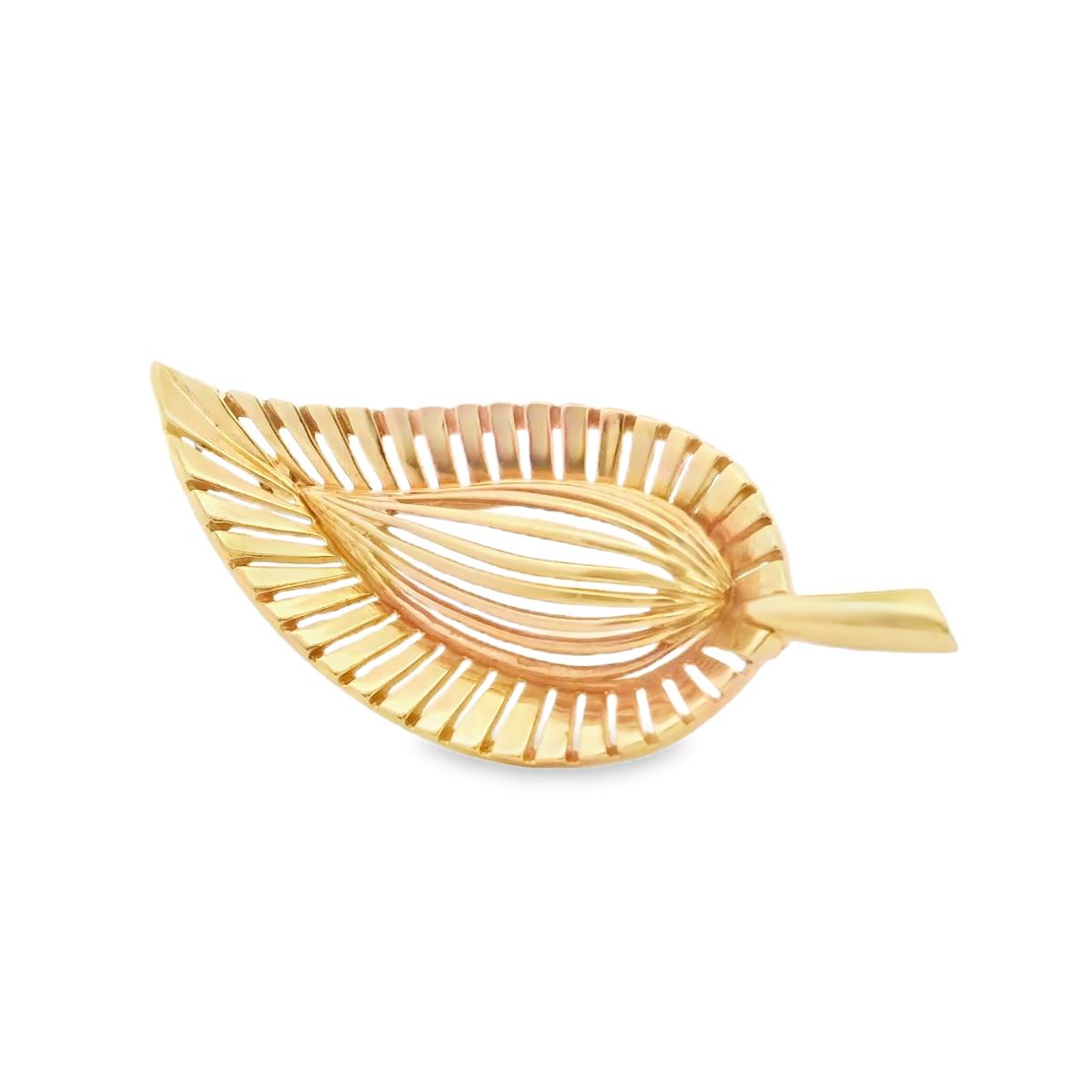 Tiffany & Co 14k Yellow Gold Leaf Brooch